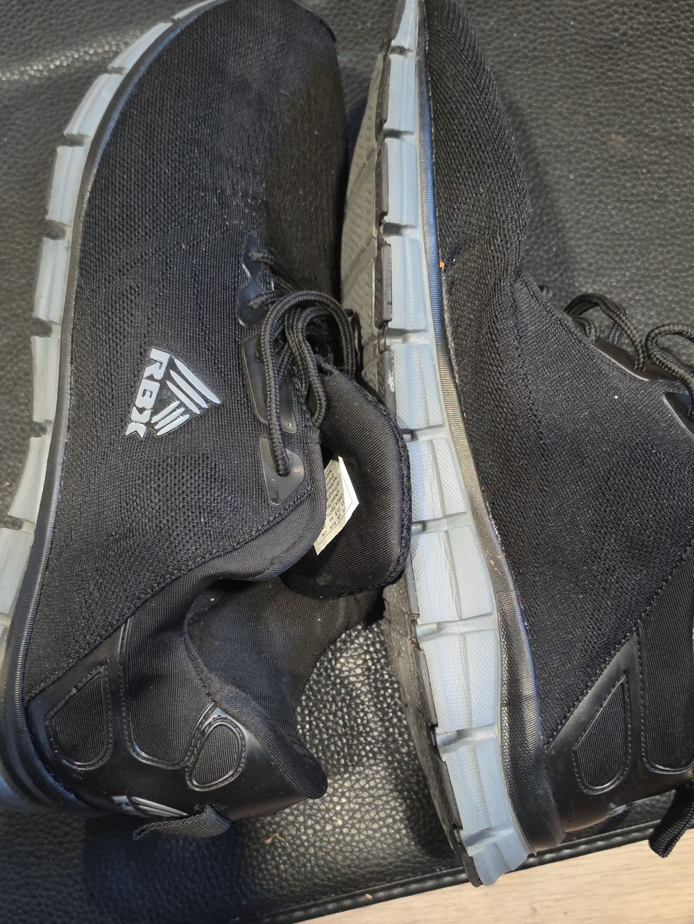RBX Men's Black Knit Slip-On Athletic Sneakers with Gray Sole